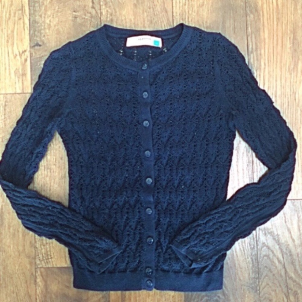 Anthropologie Sparrow Navy Blue Knit Sweater